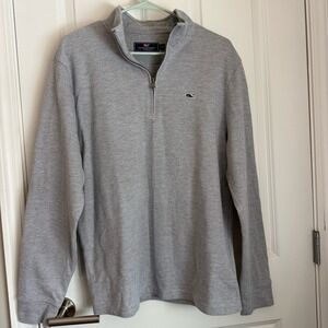 ⛱️🔥Vineyard Vines - Gray Striped Quarter-Zip Polo - L